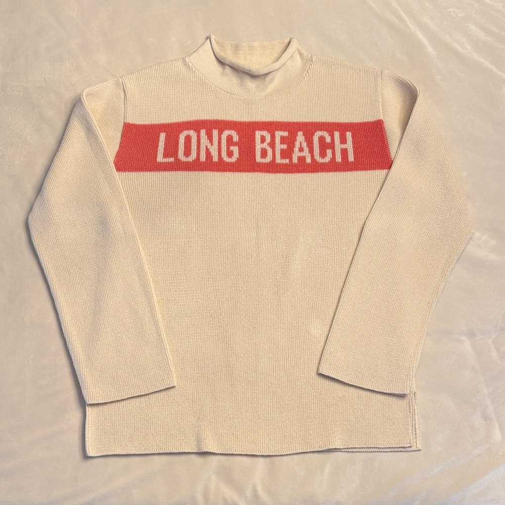Town Pride Long Beach Cream and Coral Sweater, sz M